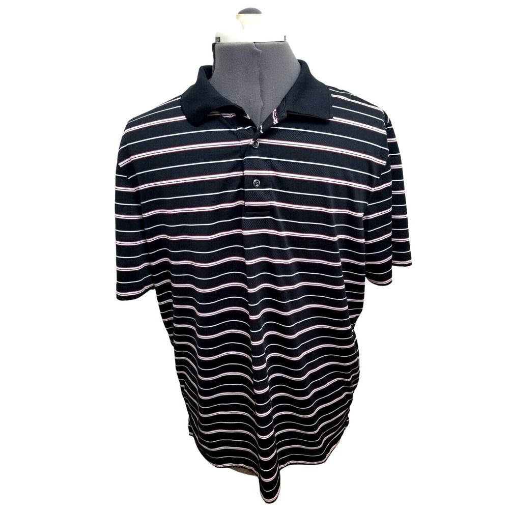 Croft & Barrow short sleeve black white red plaid polo Mens shirt size L